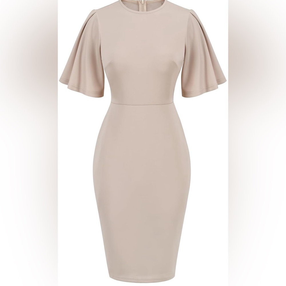 Stretchy cream midi dress
